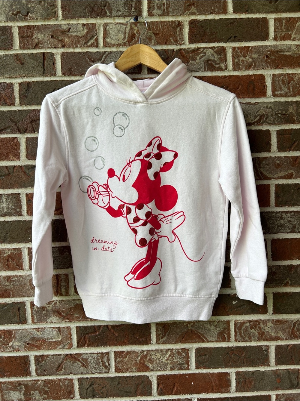 🚨B1G2F🚨 Disney Parks Girls White & Pink Minnie Mouse Hoodie Sweatshirt